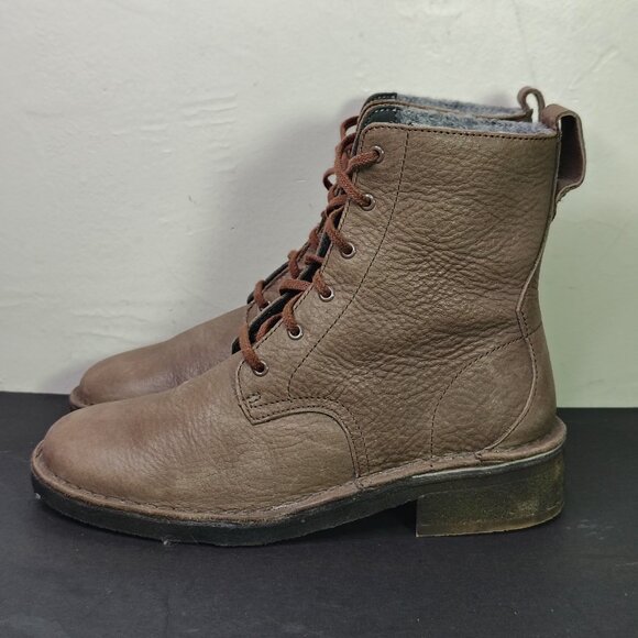 Clarks Maru Elsa 26119103 Womens Brown Leather Lace Up Ankle Booties Boots Crepe - Picture 4 of 12